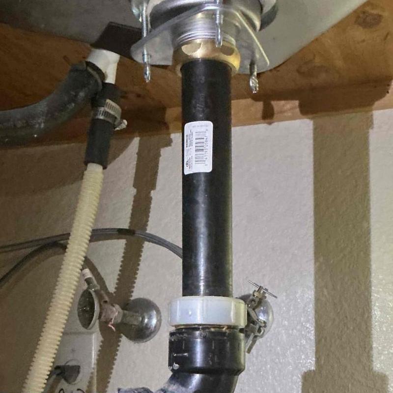 Tailpiece plumbing installation under sink with valves