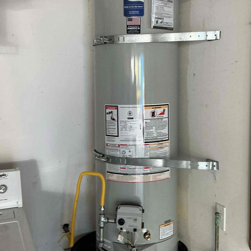 40-gallon water heater with safety straps installed