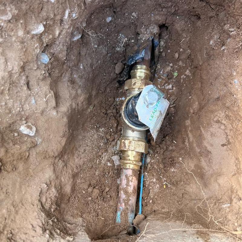 1-inch pressure-reducing valve installed on waterline