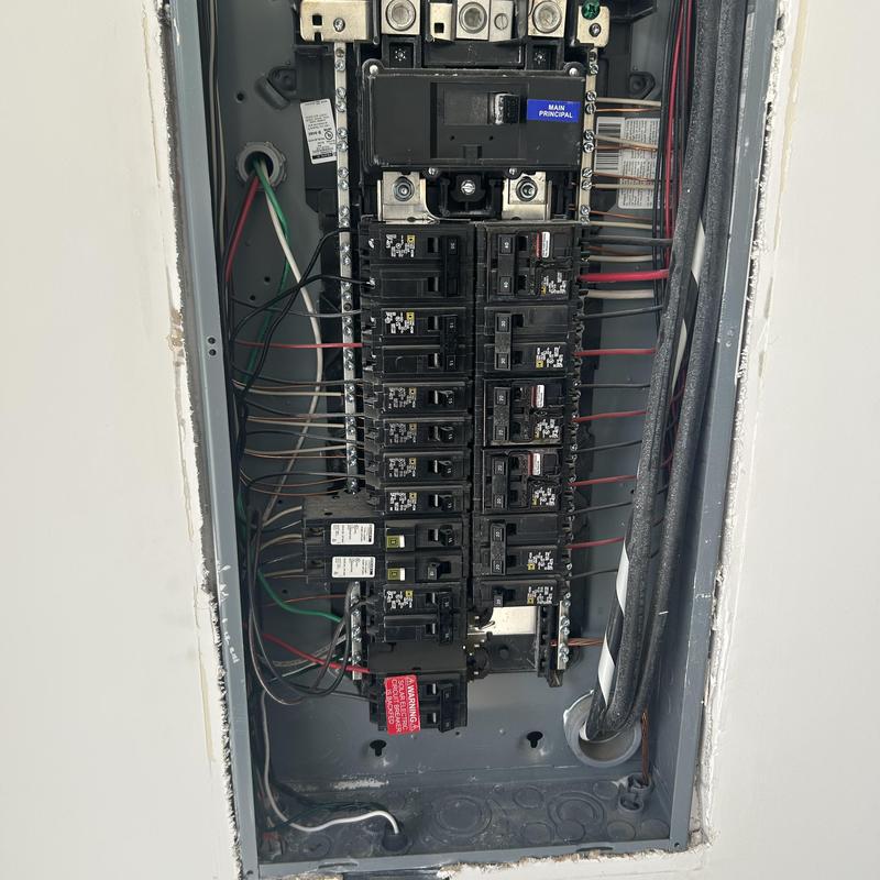 Electrical panel with circuit breakers and wiring maintenance