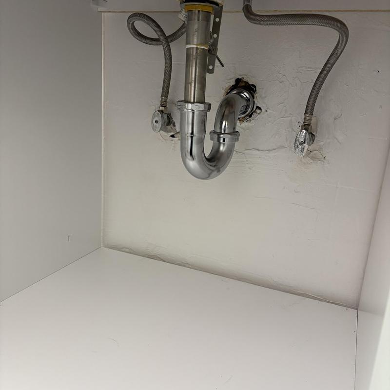 Bathroom vanity sink P-trap and water lines installation