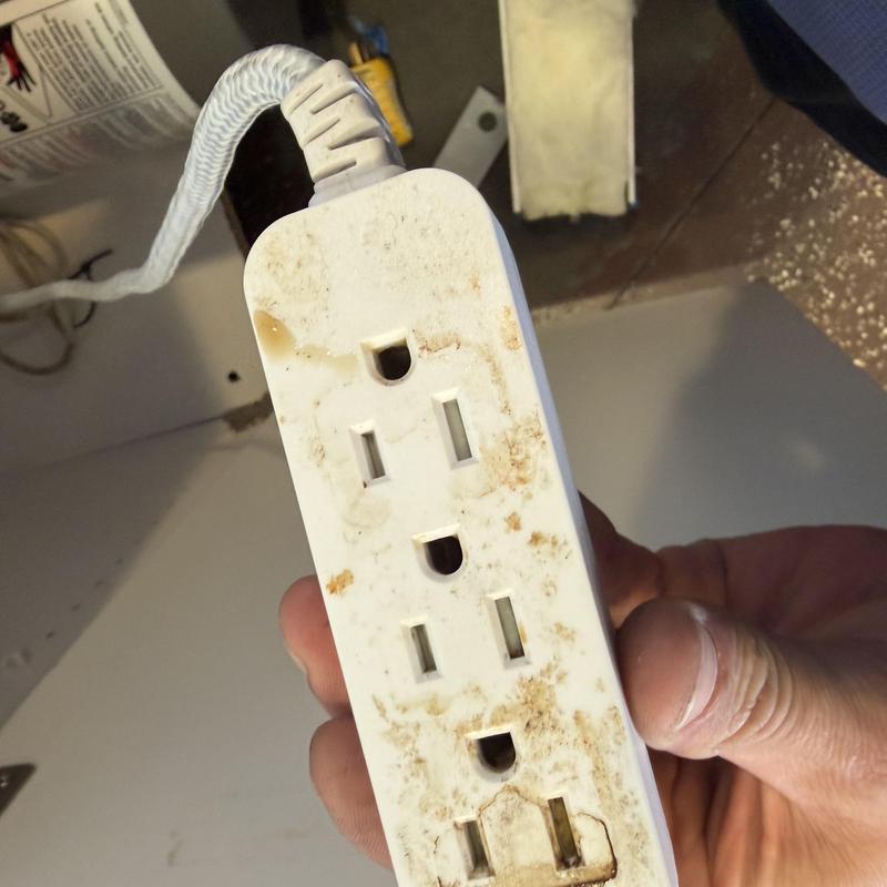 Water-damaged extension cord with GFCI outlet plugs