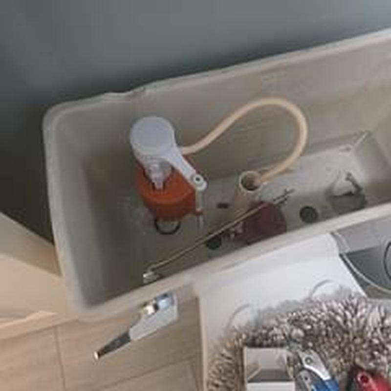 Toilet tank rebuild with valve and flapper components
