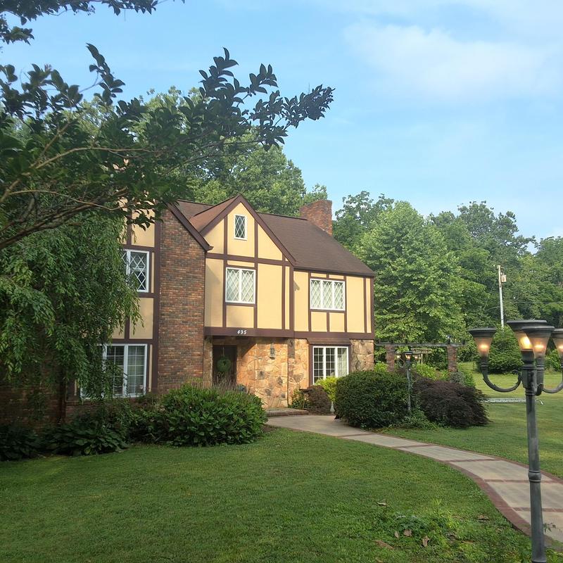 Asphalt shingle roof on Tudor-style house in Blountville Asphalt shingle roof on Tudor-style house in Blountville