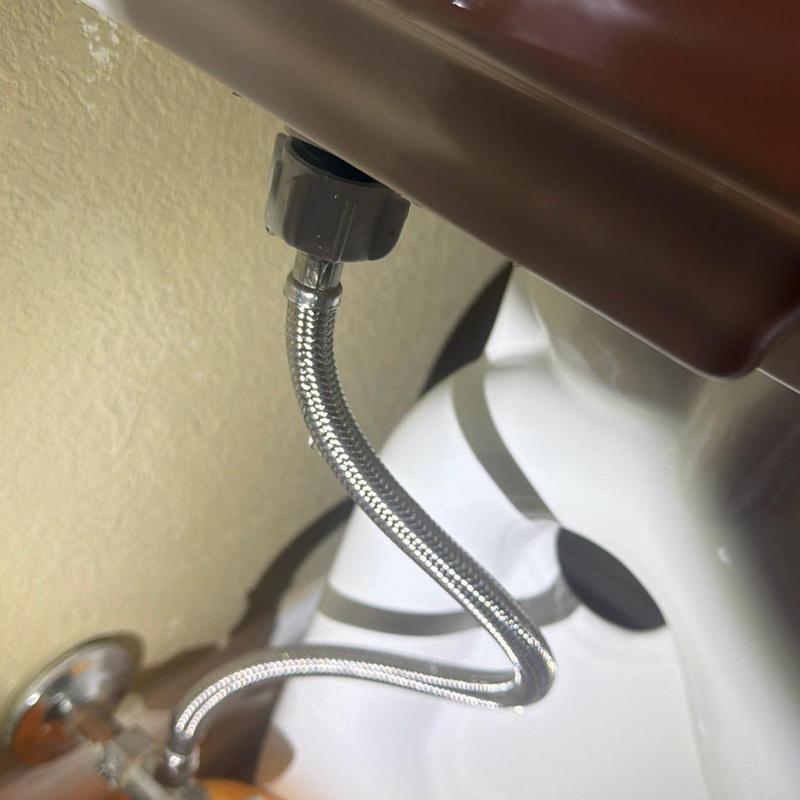 Toilet supply line with braided hose connection Toilet supply line with braided hose connection