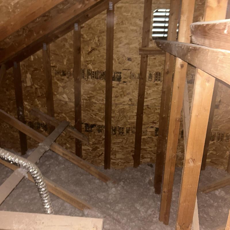Bathroom exhaust fan ductwork installation in attic