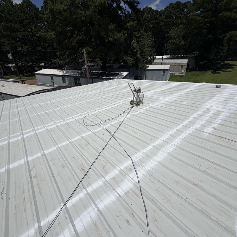 GAF silicone metal roof with primer coating application