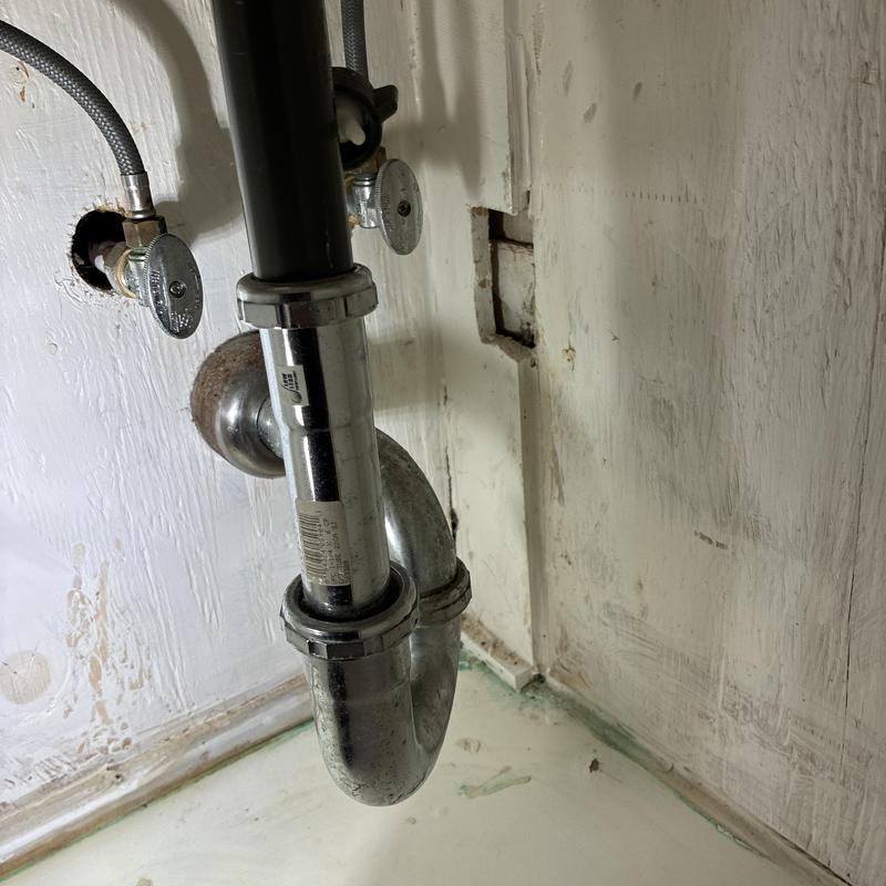 Bathroom sink P-trap and valves installation