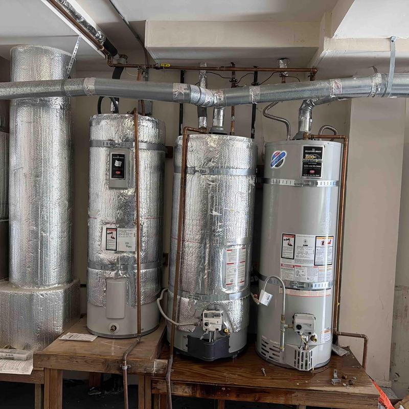 50-gallon water heater with new piping connections