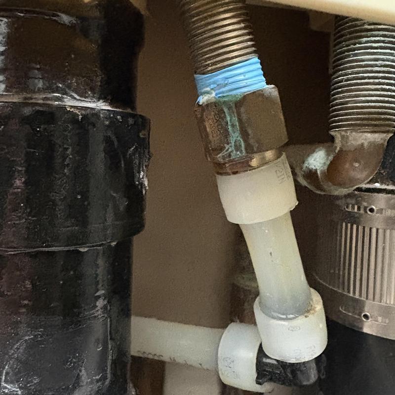 Washer valve connection with pipe and fittings detail