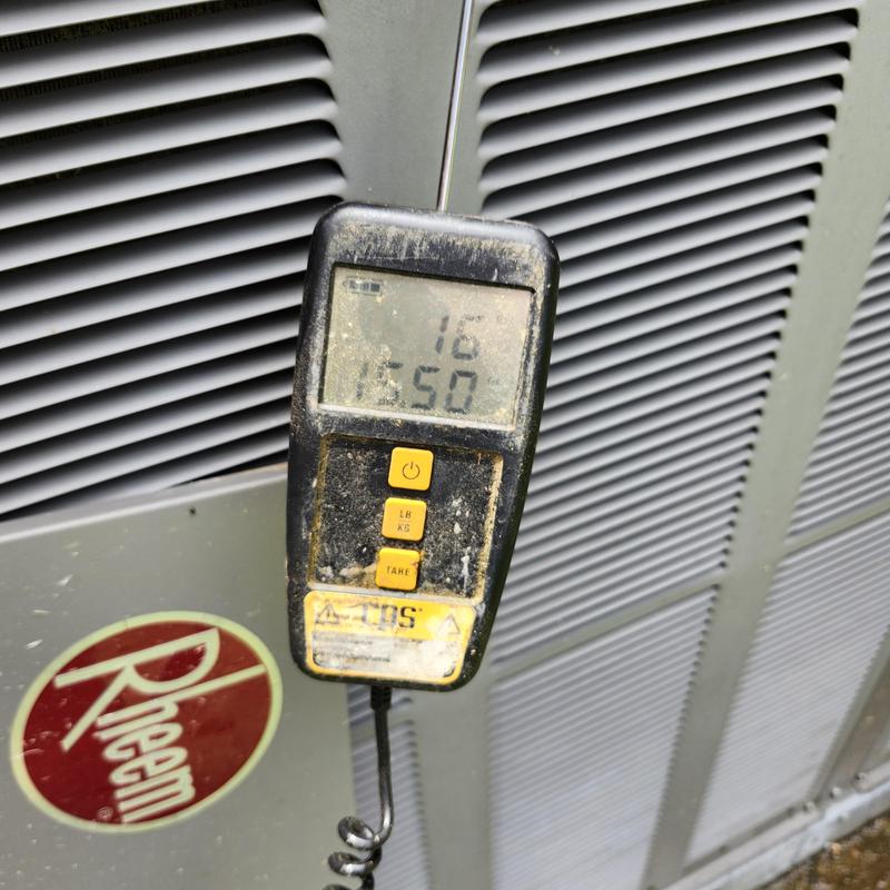 10 ton Rheem split system with digital gauge reading 10 ton Rheem split system with digital gauge reading