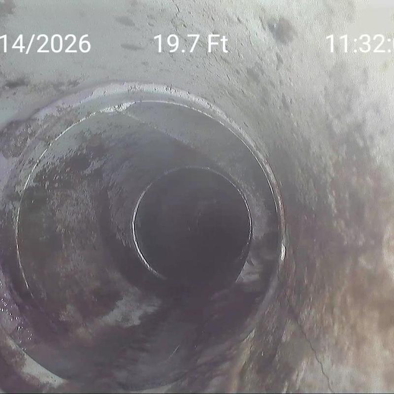 Underground sewer pipe interior inspection at 19.7 ft
