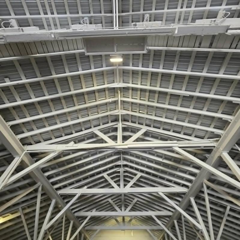 PBR metal roofing panels on commercial roof structure PBR metal roofing panels on commercial roof structure