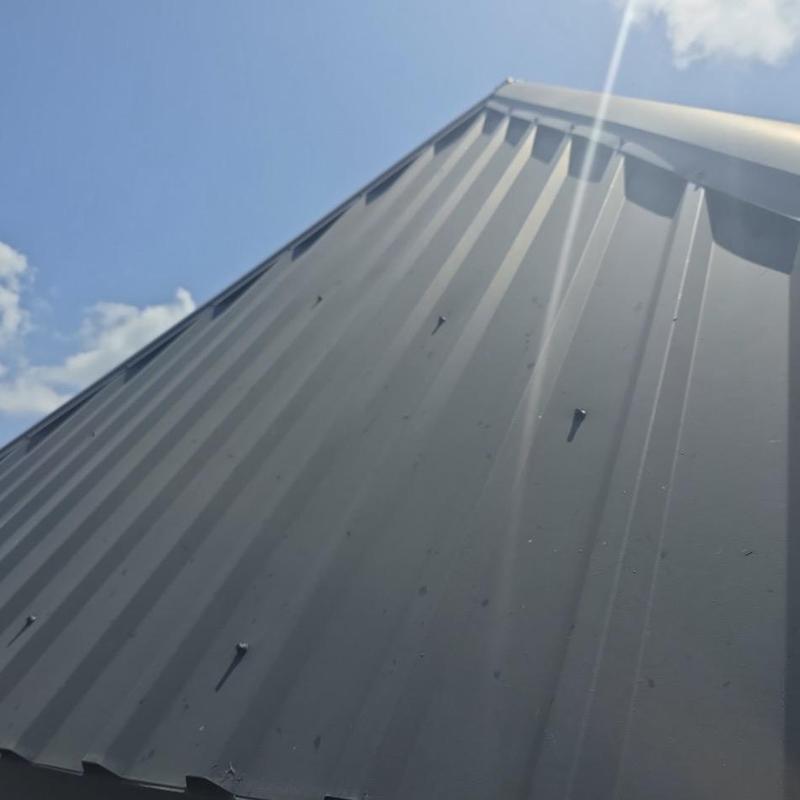 Metal roofing panel with hail damage inspection