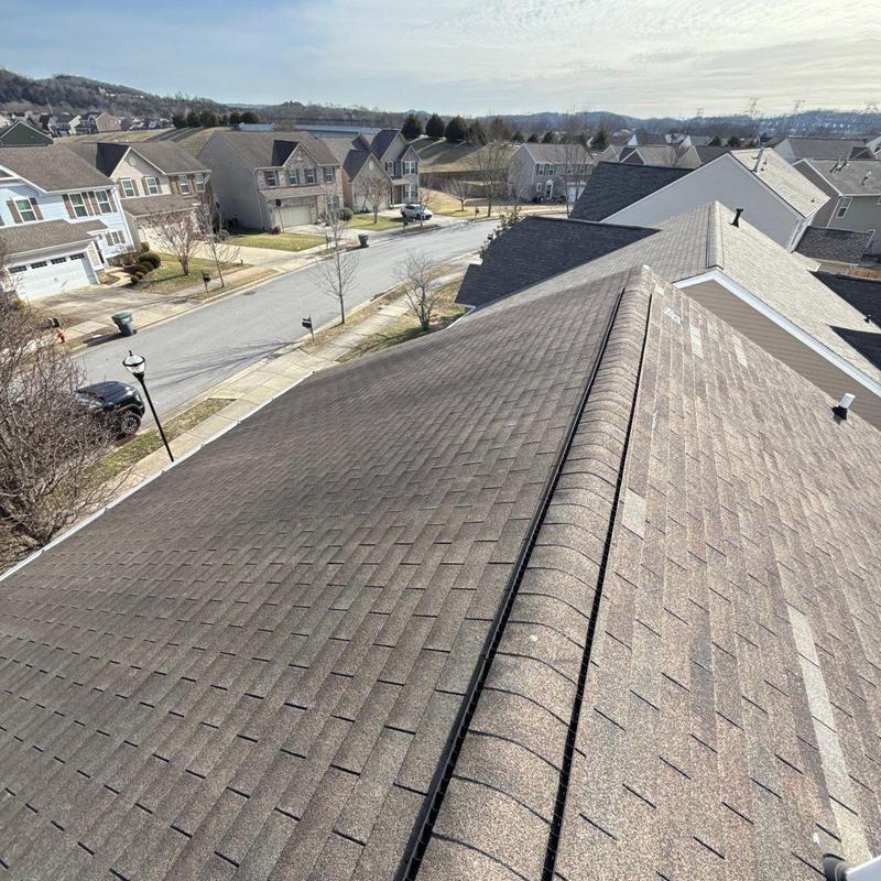 Asphalt shingle roof with hail damage inspection in Nashville