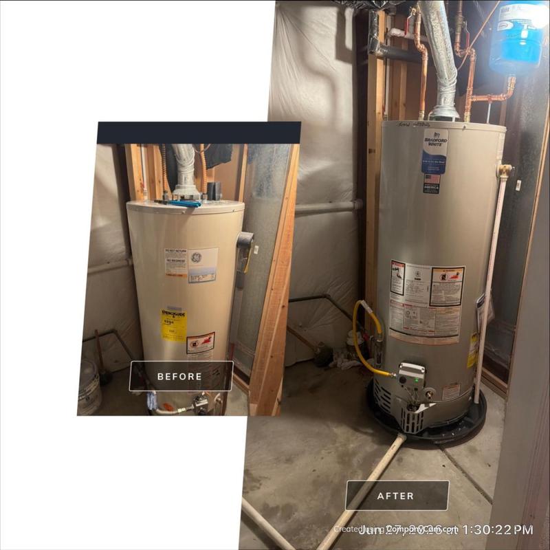 Water heater emergency replacement before and after shots Water heater emergency replacement before and after shots