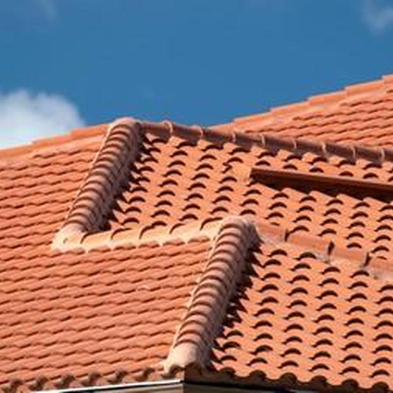 Tile roof close-up showing ridge and vent tiles Tile roof close-up showing ridge and vent tiles