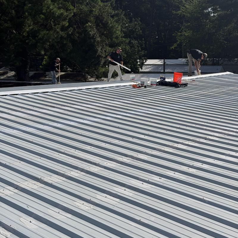 GAF silicone coating on metal roof installation