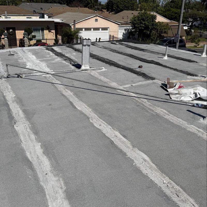Torch down flat roof with sealed seams inspection Torch down flat roof with sealed seams inspection