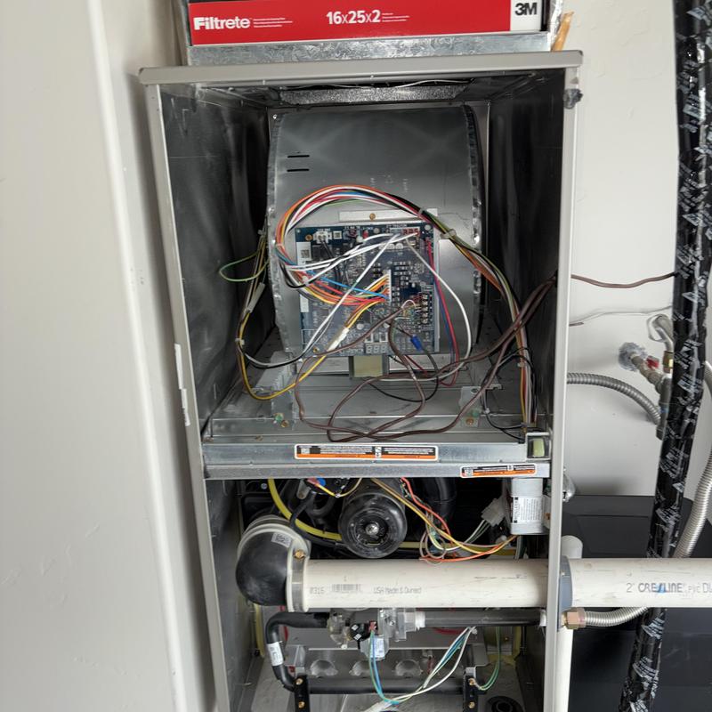 Propane furnace control board and internal components Propane furnace control board and internal components