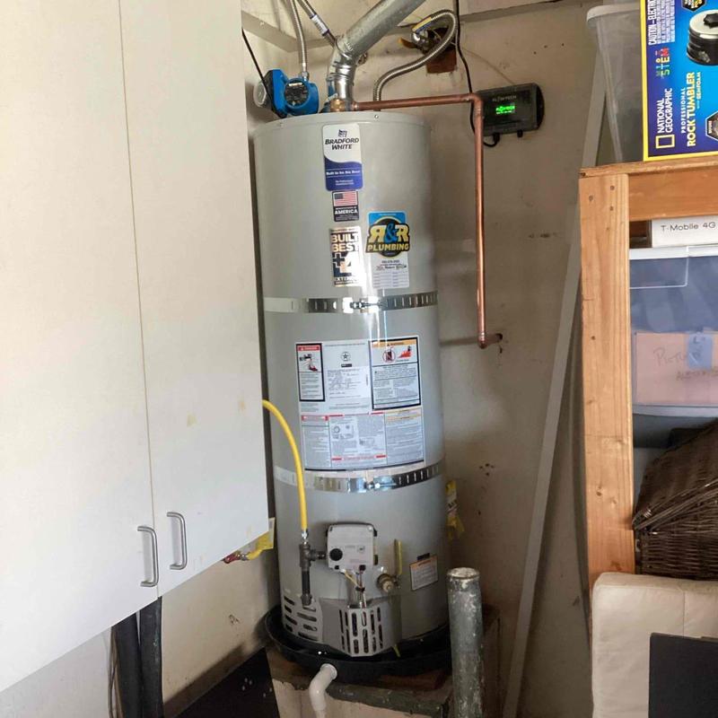 Bradford White water heater with new plumbing installation