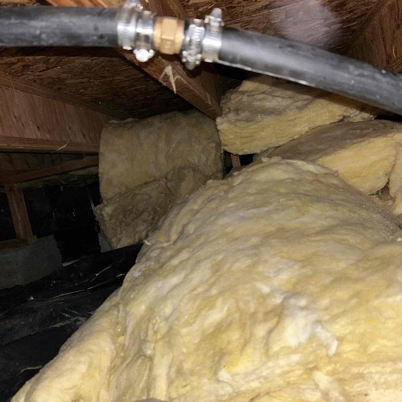 HDPE water line and crawl space insulation in crawl space HDPE water line and crawl space insulation in crawl space