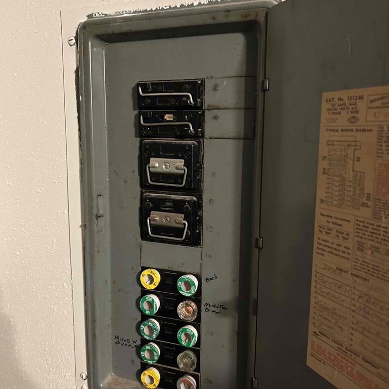 Electrical breaker panel with labeled circuit breakers Electrical breaker panel with labeled circuit breakers