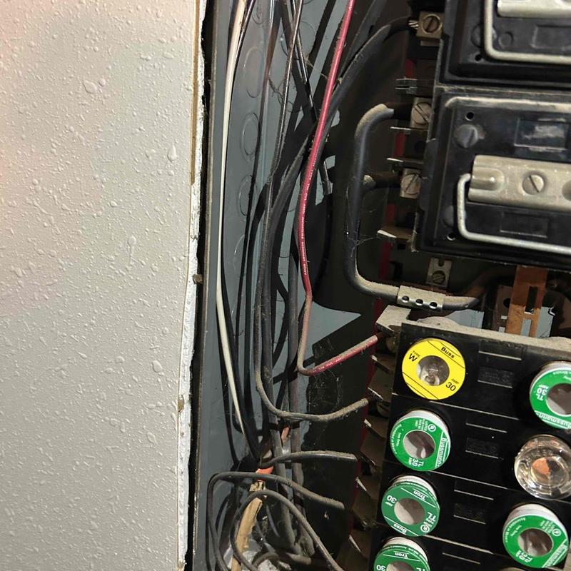 Electrical breaker panel with wiring and fuses Electrical breaker panel with wiring and fuses