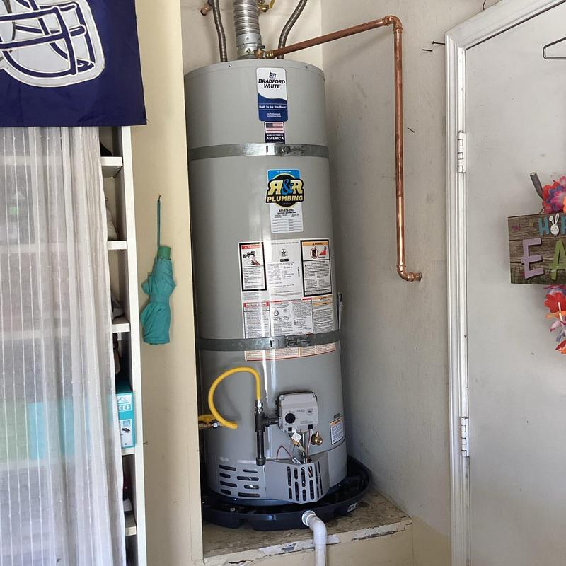 50-gallon water heater with new copper piping installed
