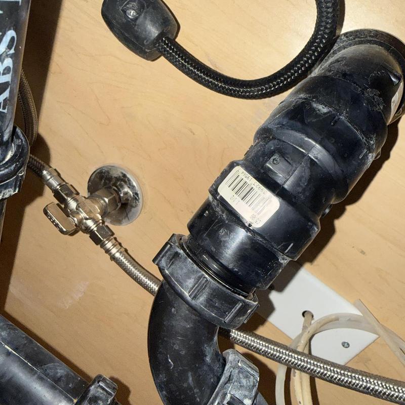 Quarter turn angle stop valve with dishwasher hookup under sink
