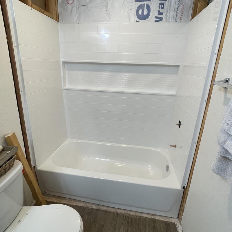 Fiberglass 60-inch bathtub and wall kit installation