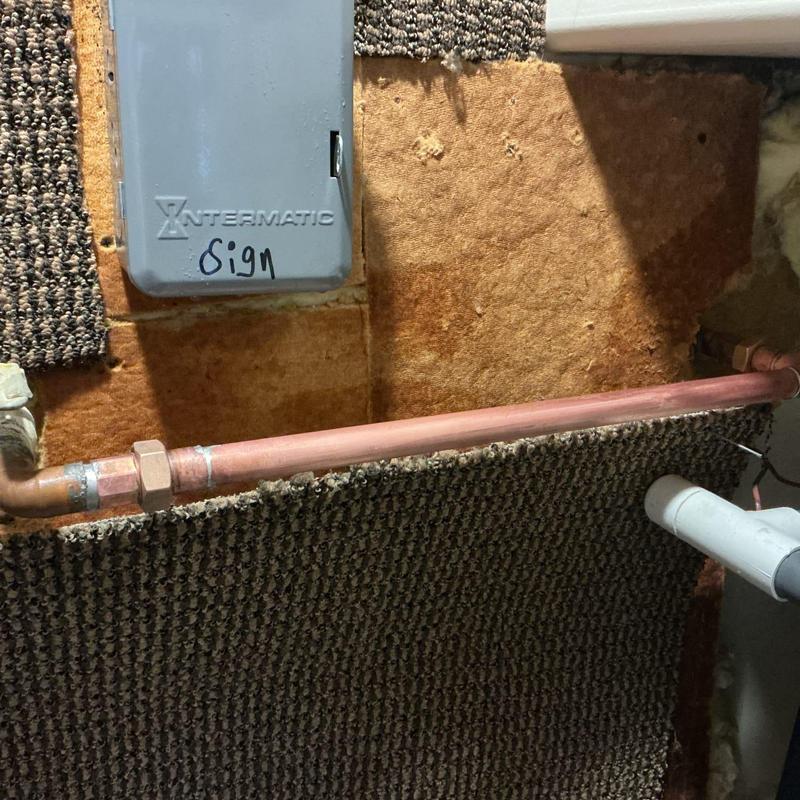 Copper pipe with soldered unions and fittings