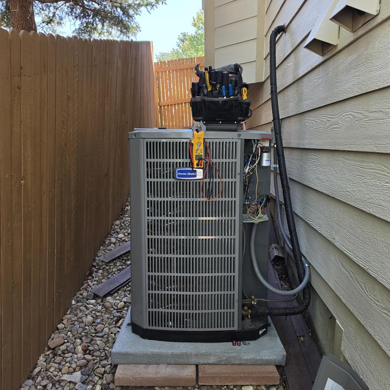 American Standard air conditioner with diagnostic tools on top