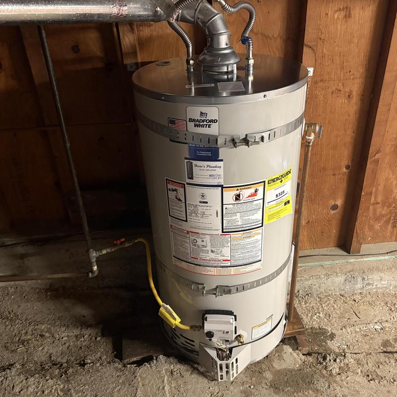 Water heater with new gas and water lines installed