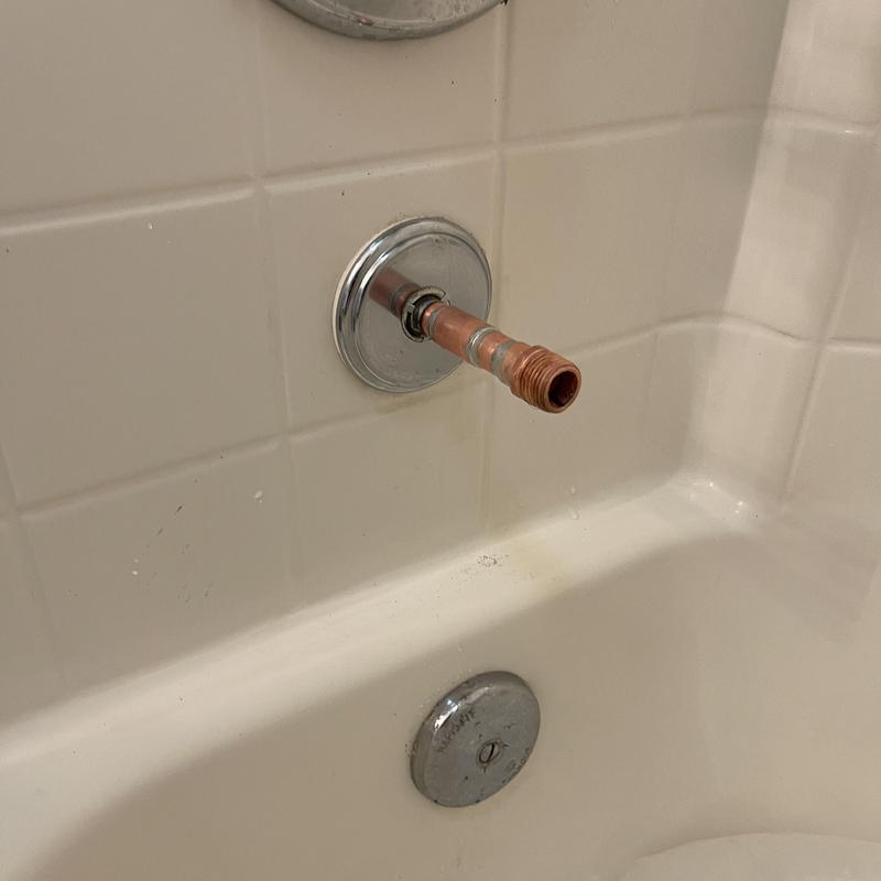 Copper tub spout piping extension with threaded fitting