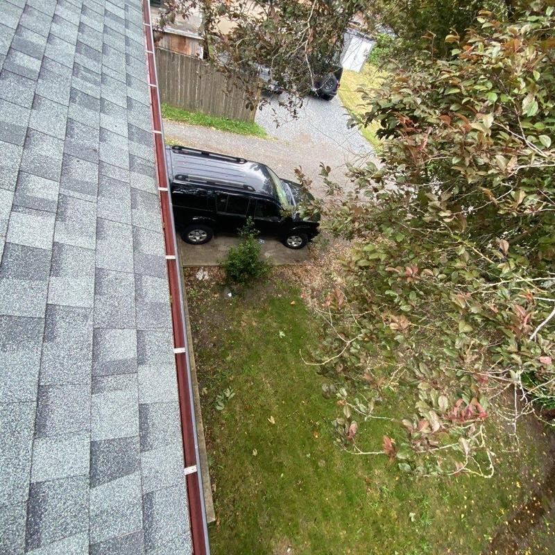 Gutter system cleaning with debris and moss removal
