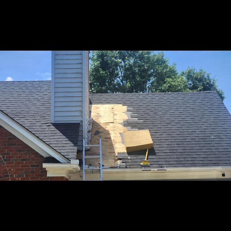 Chimney roof decking replacement with new shingles