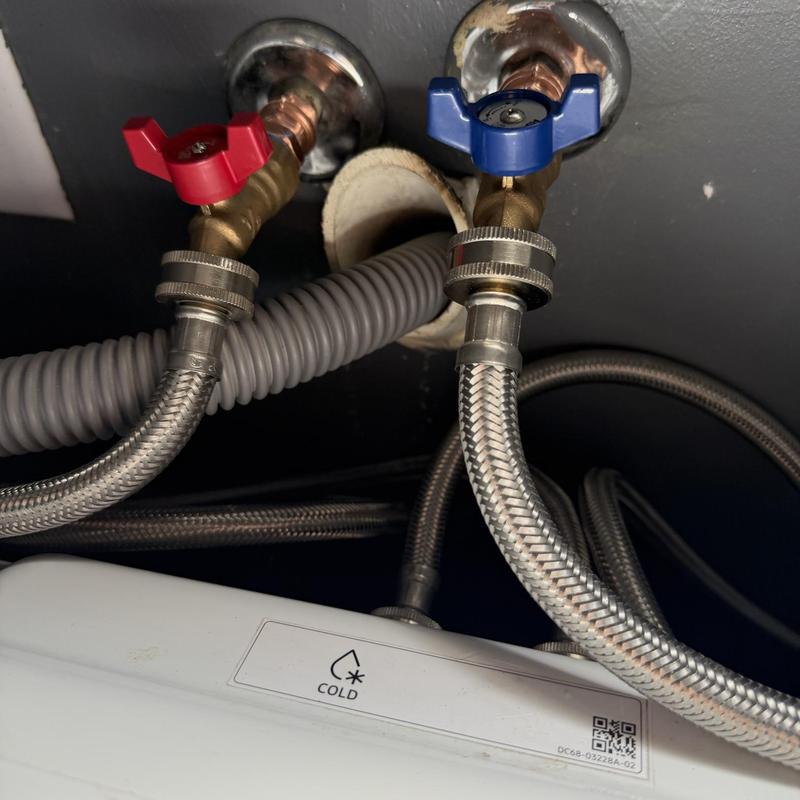 Washer shutoff valves with new braided supply lines