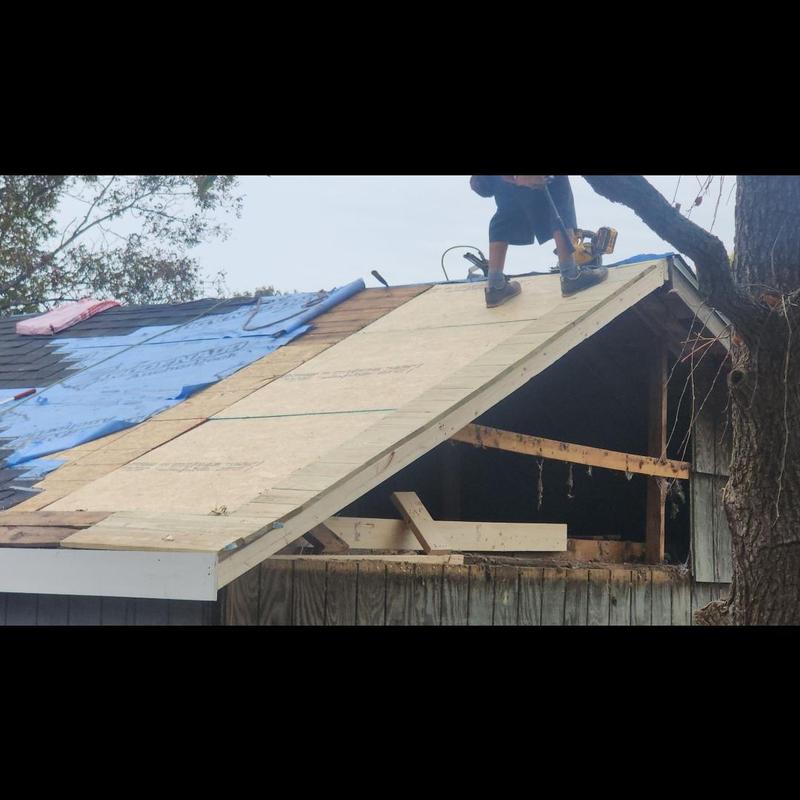Barn roof decking rebuild with Owens Corning shingles