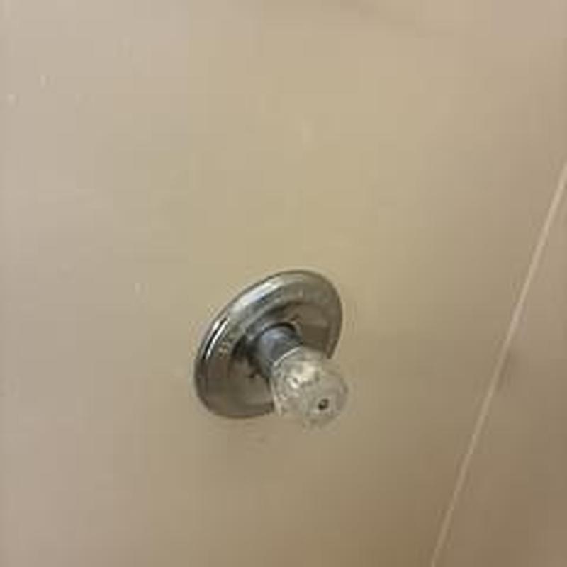 Pressure balanced tub shower valve knob in master bath