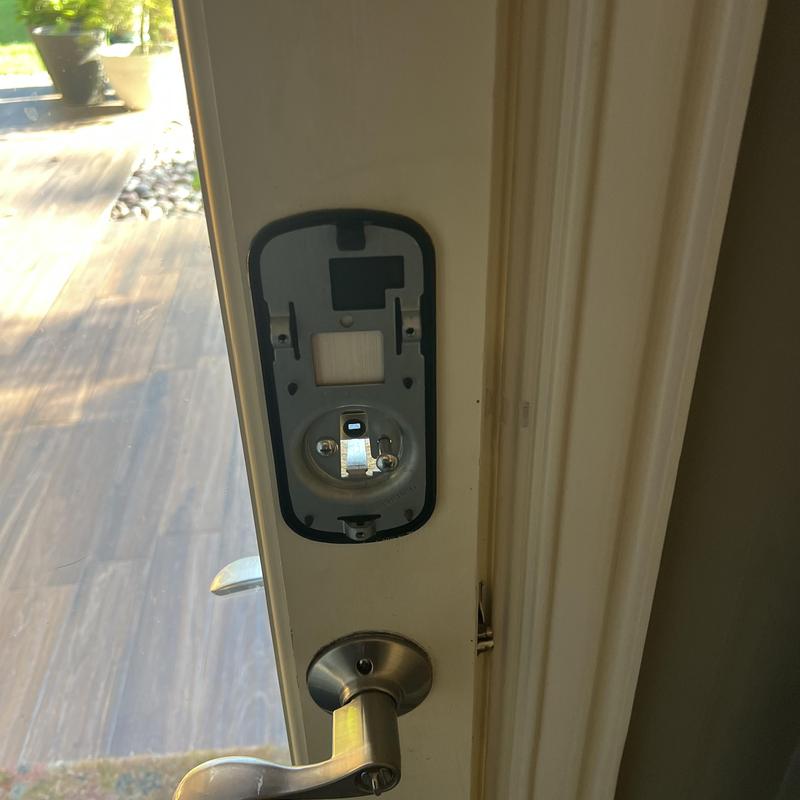 Electronic deadbolt lock removal on residential door