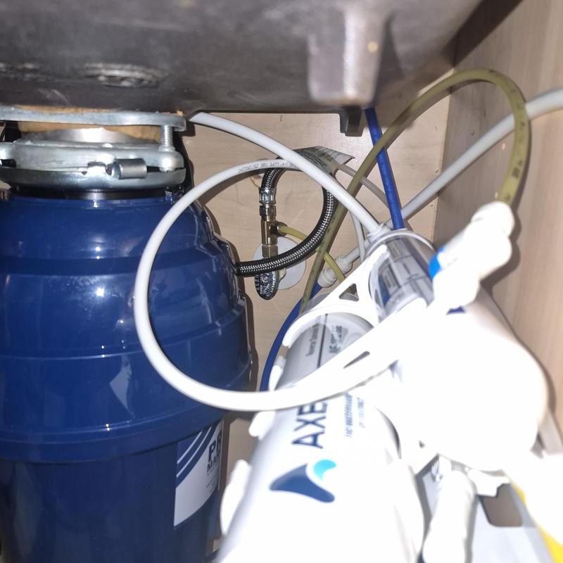 5 Stage Reverse Osmosis System under sink setup with disposal