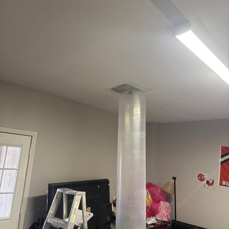 Ductwork with temporary plastic sealing to ceiling vent