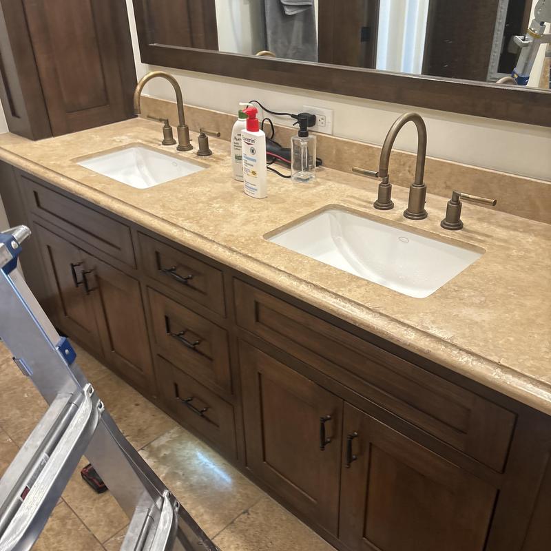 Bathroom double sink faucet with countertop installation