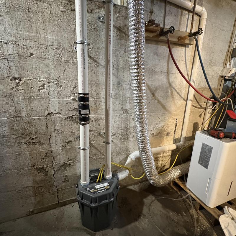 Ejector pump and PVC plumbing installation in basement Ejector pump and PVC plumbing installation in basement
