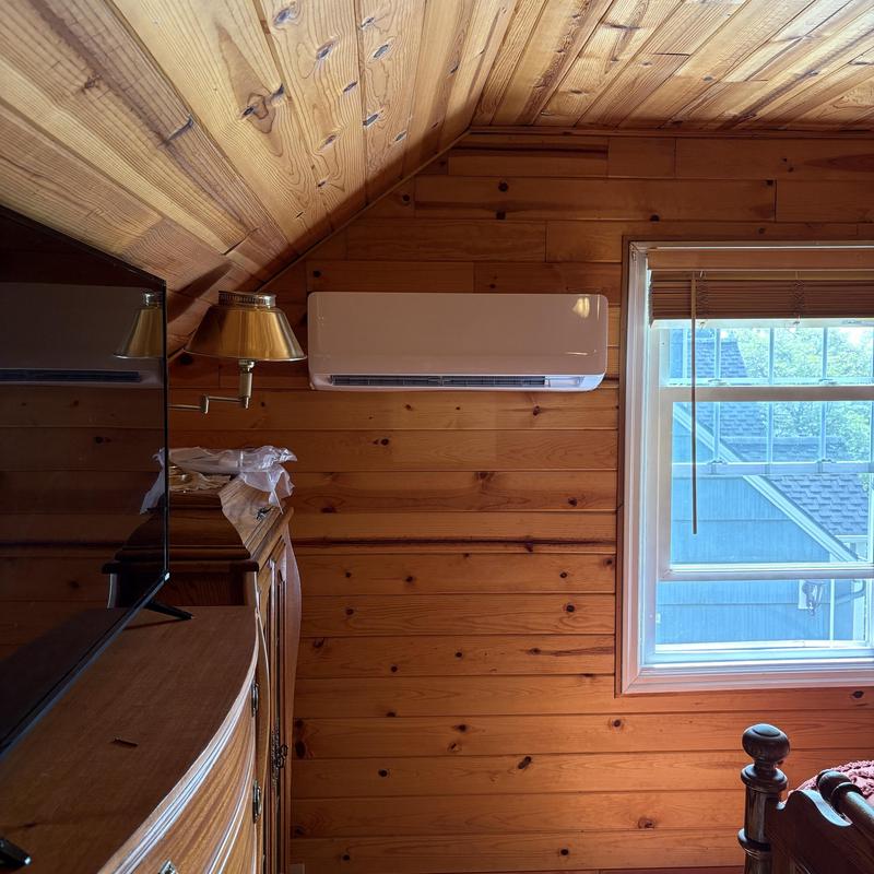 Friedrich ductless mini-split on wood wall Friedrich ductless mini-split on wood wall