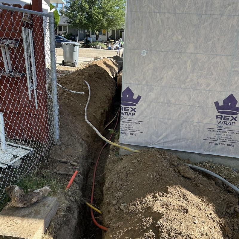 Electrical conduit installation in trench for ADU wiring Electrical conduit installation in trench for ADU wiring