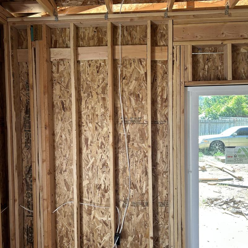 Electrical wiring and outlet box installation in wall framing Electrical wiring and outlet box installation in wall framing