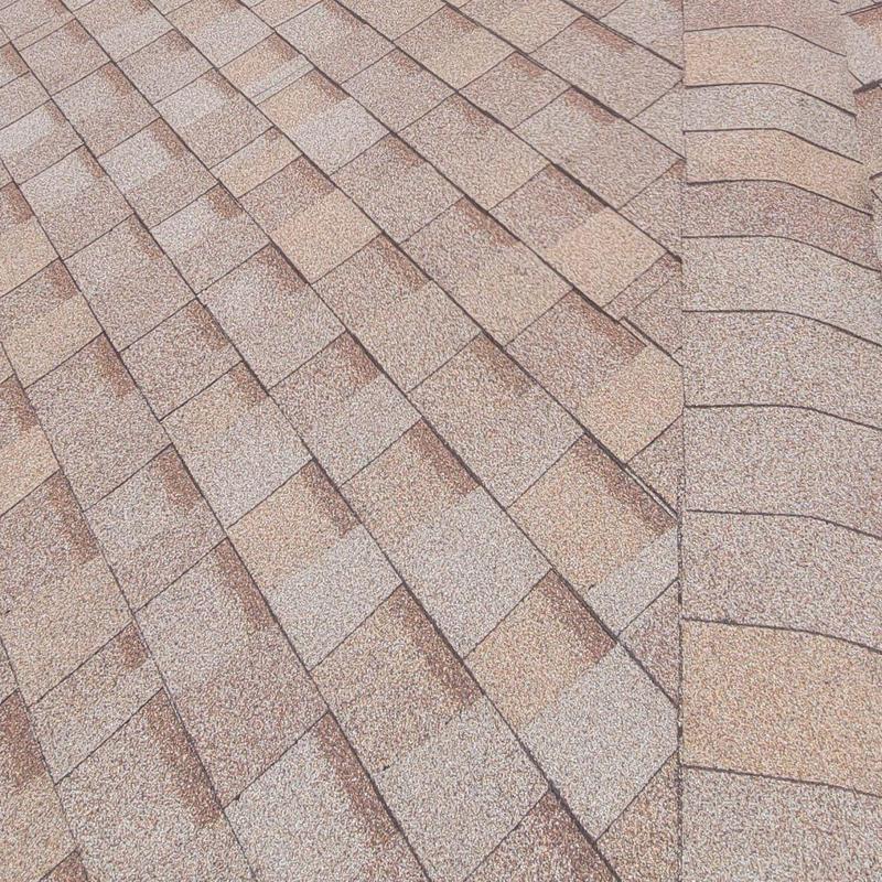 Shingle roof with new material installation detail Shingle roof with new material installation detail