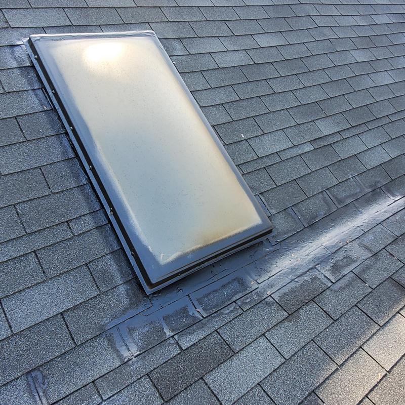 Skylight and roof shingles with repair sealant
